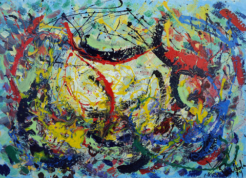 Fischi Lontani – original enamel painting by Antonino Puliafico