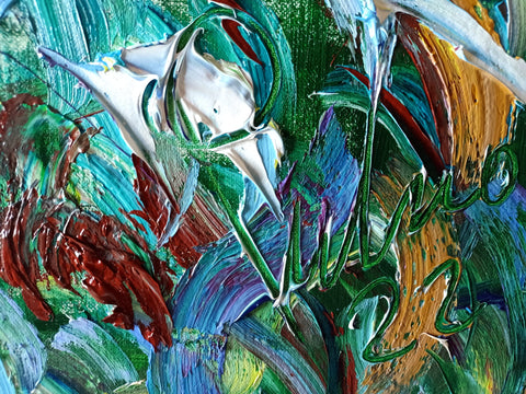 Immortelle – close-up detail of oil texture and colour by Antonino Puliafico