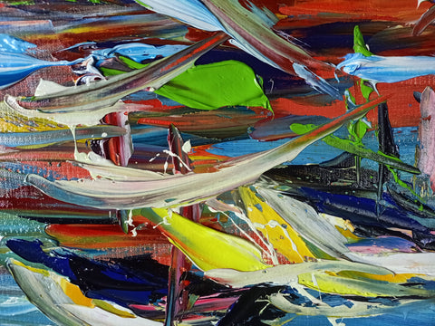Giallo e Barche – close-up detail of oil texture and colour by Antonino Puliafico