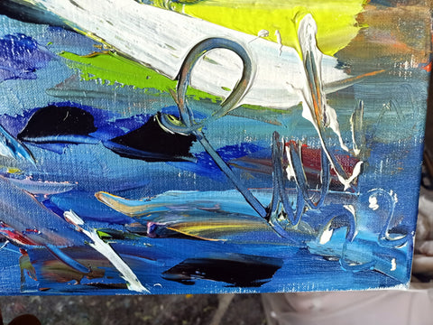 Giallo e Barche – palette-knife and expressive surface detail by Antonino Puliafico
