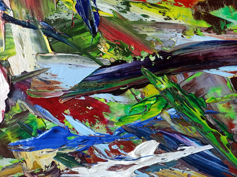 Villaggio Ligure – close-up detail of oil texture and colour by Antonino Puliafico