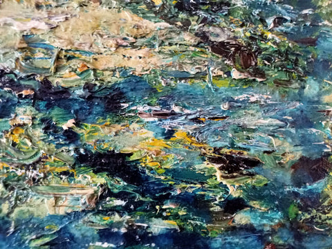 Detail of layered surface and expressive marks in Piscina di Roccia by Antonino Puliafico
