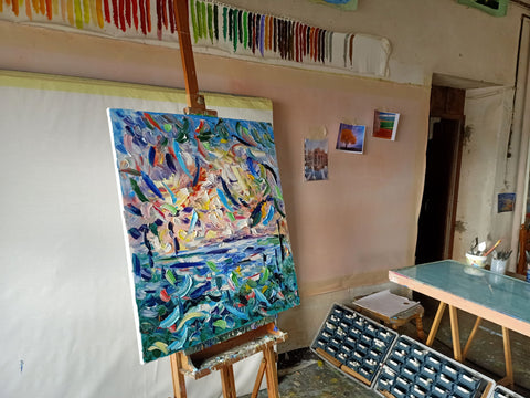 Euforia – detail of expressive marks and painted surface by Antonino Puliafico