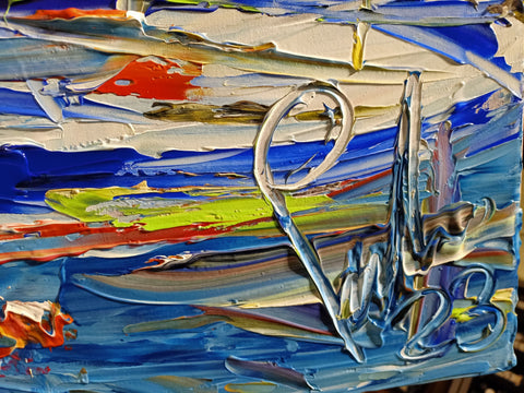 Pesca di Luce – detail of layered surface and expressive marks by Antonino Puliafico