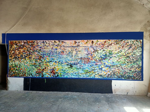 Riflessi Smeraldo – detail of layered surface and expressive marks by Antonino Puliafico