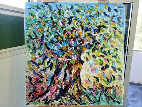 Forza Vibrante – detail of layered surface and expressive marks by Antonino Puliafico