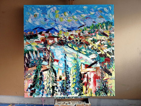 Vista Ruscello – detail of layered surface and expressive marks by Antonino Puliafico