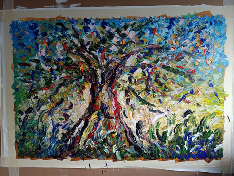 Abbraccio Cosmico – detail view 3 of the original painting by Antonino Puliafico