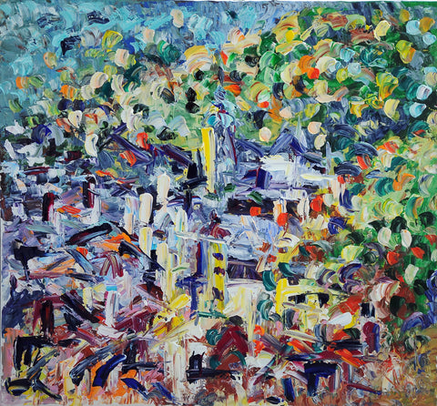 Paese Alpino – original acrylic painting by Antonino Puliafico