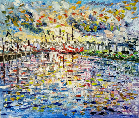Red Boat – original oil painting by Antonino Puliafico