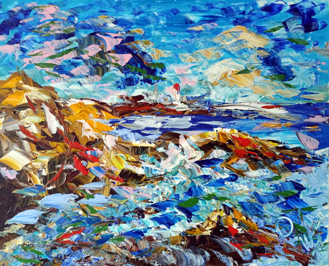 Rocce e Onde – original acrylic painting by Antonino Puliafico