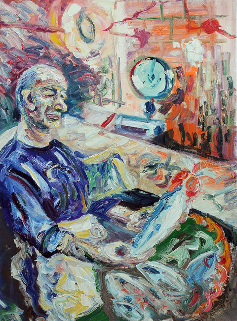 Pescivendolo – original oil painting by Antonino Puliafico