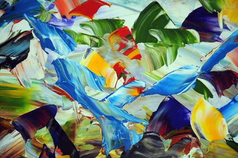 Detail of layered surface and expressive marks in Senza Confini by Antonino Puliafico