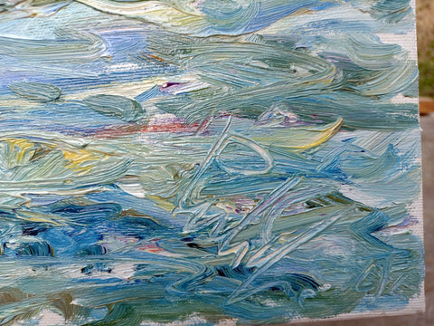 Tindari Azzurro – detail of layered surface and expressive marks by Antonino Puliafico
