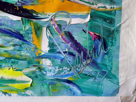 Respiro di Lago – close-up detail of oil texture and colour by Antonino Puliafico