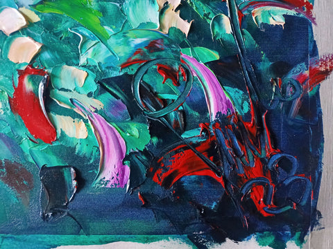 Close-up detail of texture and colour in Riverberi di Acqua by Antonino Puliafico