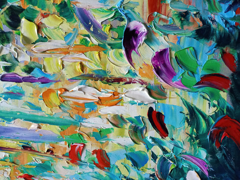 Close view of colour transitions and material texture in Riverberi di Acqua by Antonino Puliafico