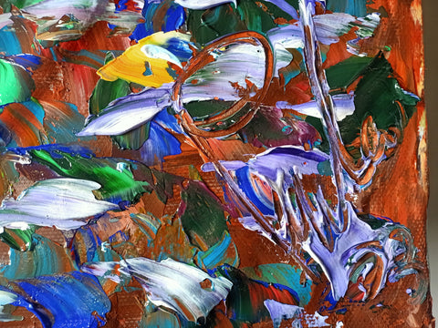 Detail of layered surface and expressive marks in Luce e Vita by Antonino Puliafico