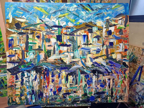 Brezza di Porto – detail of layered surface and expressive marks by Antonino Puliafico