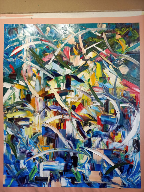 Comete – detail of layered surface and expressive marks by Antonino Puliafico