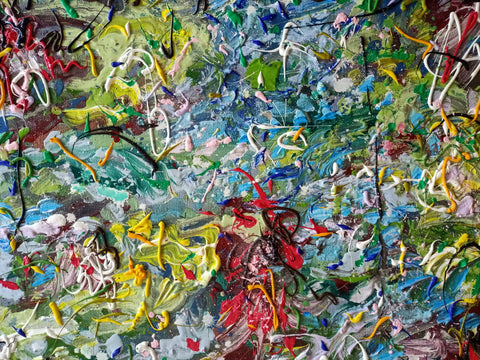 Luci Sospese – detail of layered surface and expressive marks by Antonino Puliafico
