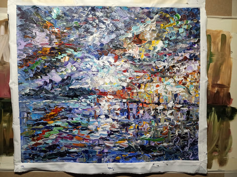 Oltre l’Orizzonte – detail view 3 of the original painting by Antonino Puliafico