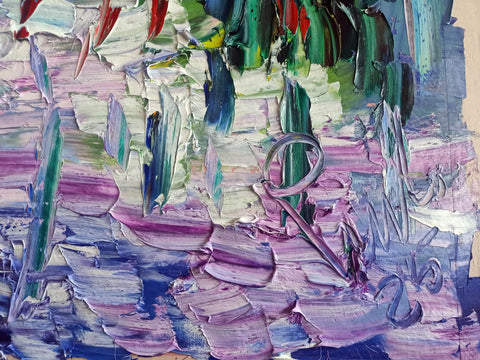 Luci di una Sera d’Estate – detail view 2 of the original painting by Antonino Puliafico