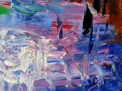 Close-up of colourful oil-paint texture in Ninfe Riflessi